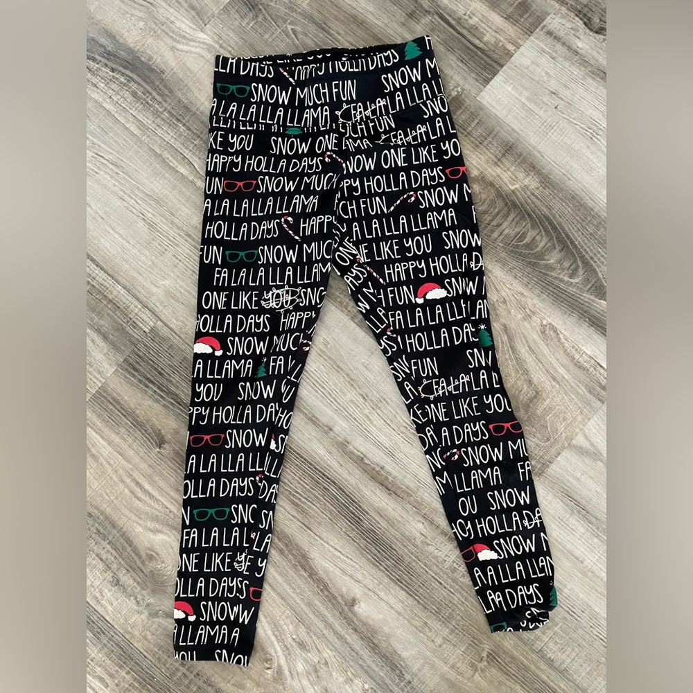 Justice Girls Holiday Print Leggings, Size Medium
